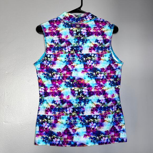 Athleta Women’s Sleeveless Tank Top M Floral Tie Dye Print Multicolor Stretch - Picture 8 of 8